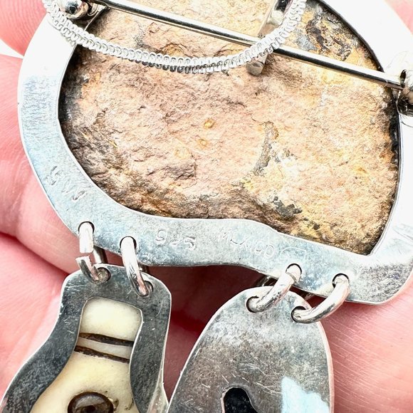 Artisan SW Sea Shell Ammonite Orthoceras Fossil Sterling Silver Pendant Necklace - Picture 4 of 4